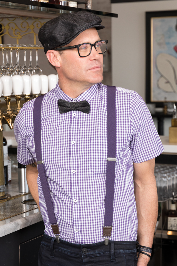 gingham shirt with bow tie